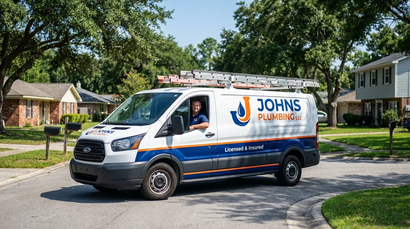 Johns Plumbing LLC service van in Martinsburg, WV