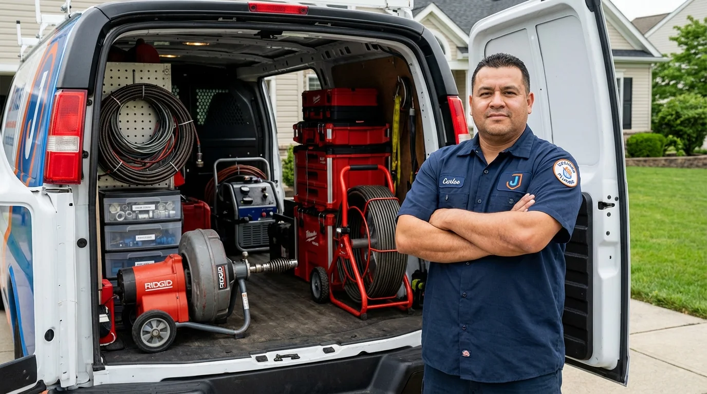 Professional drain cleaning equipment and Johns Plumbing LLC plumber in Martinsburg