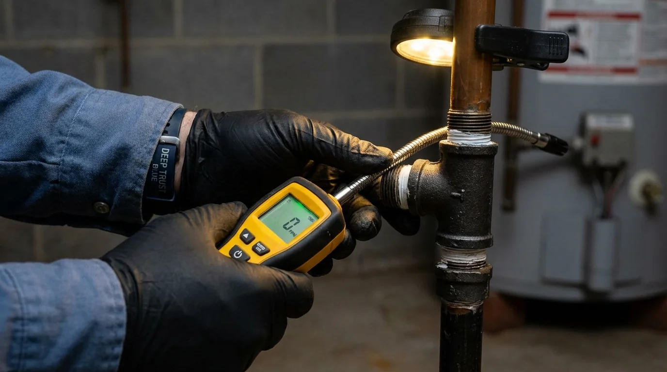 Gas leak detection with electronic sniffer by Johns Plumbing LLC in Martinsburg