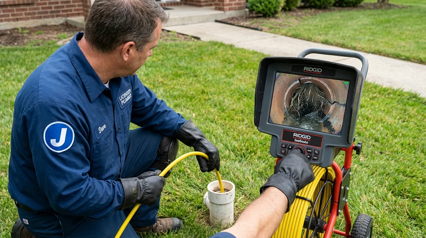 Sewer camera inspection being performed by Johns Plumbing LLC in Martinsburg